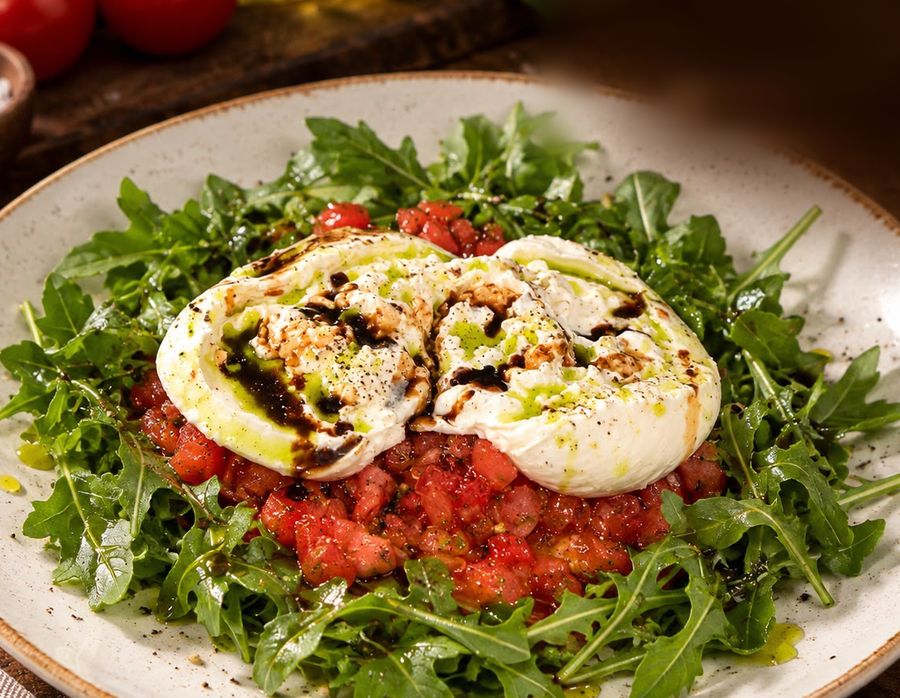 Burrata di Nonna on arugula